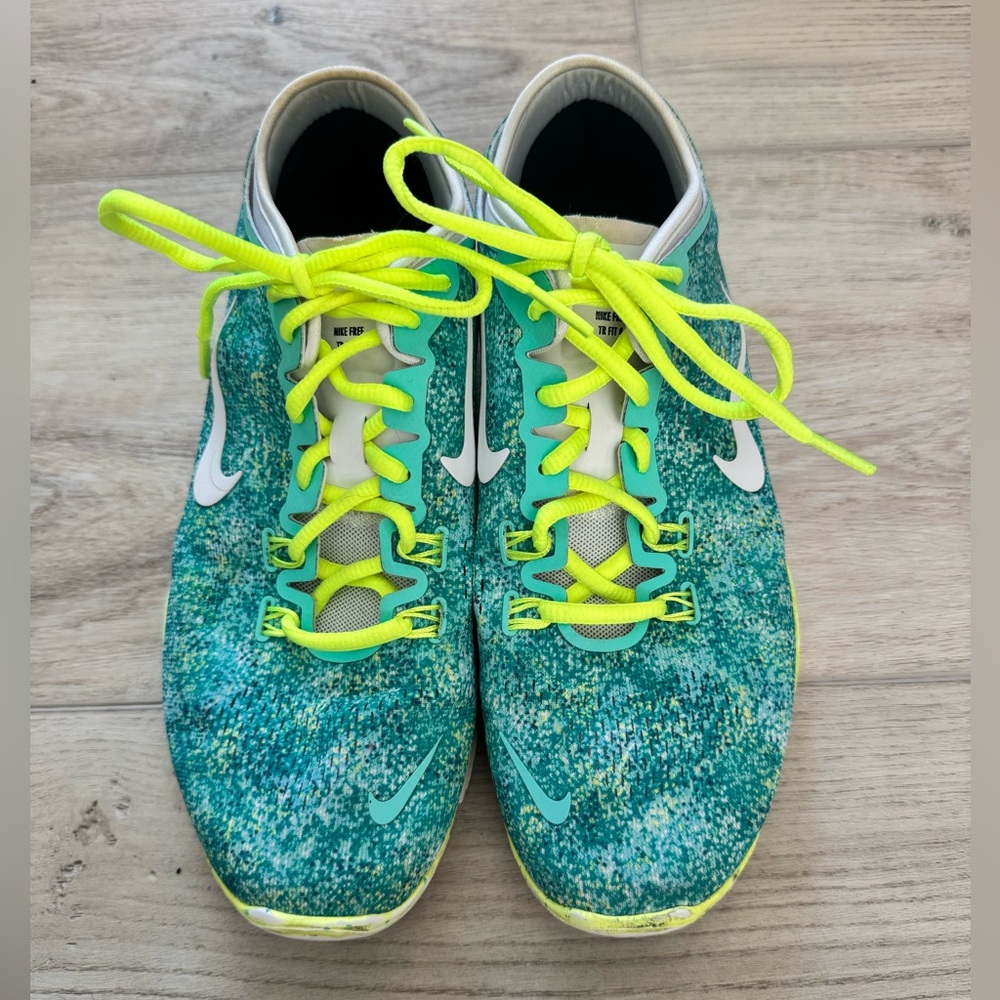 Nike Aqua and Neon Yellow Athletic Shoes